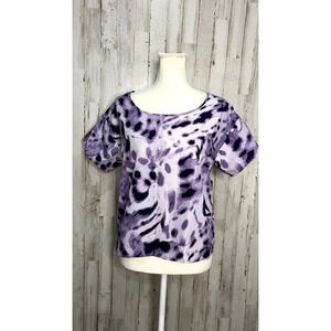 NWT Averly Women's XS Purple Tie-Dye Short Sleeve Casual‎ Blouse